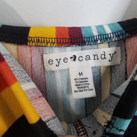 Eye Candy Juniors Med/Womens SM Ruffle Front Crepe Jumpsuit Multicolored - Picture 6 of 14